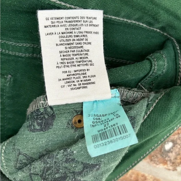 Anthropologie Pilcro the Letterpress Stet Slim Skinny Dark Forest Green Jeans 27 - Picture 4 of 7